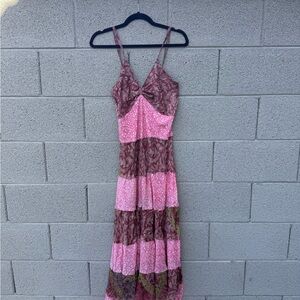 Elegant Pink and Brown Maxi Dress